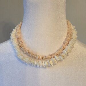 Hawiian Style Puka Shell Cream/Tan & Pink Coral Necklaces